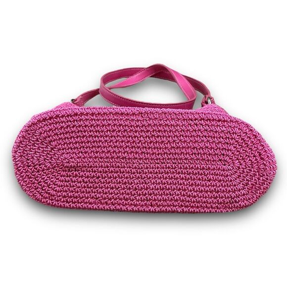 Minicci Crocheted Knit Macrame Pink Crossbody Bag Shoulder Bag Purse Handbag - Picture 3 of 11